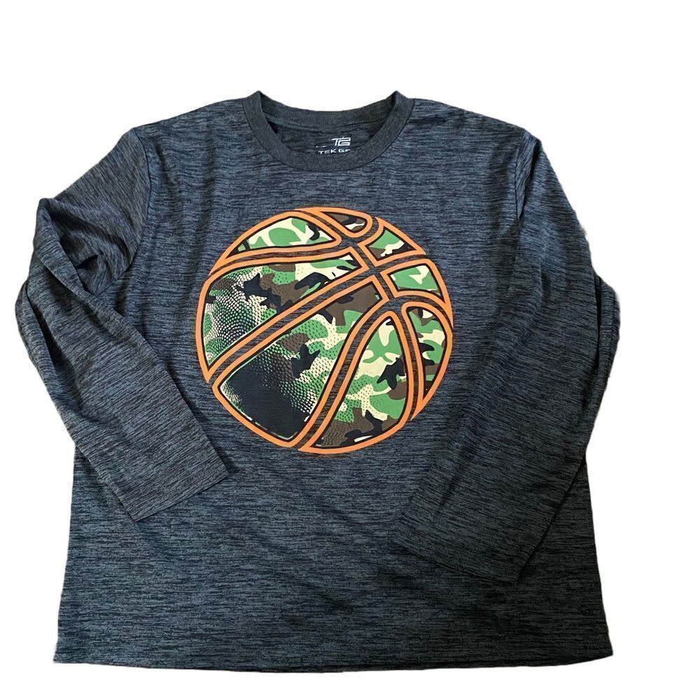 Boys Camo Basketball Tek Gear Athletic Long Sleeve Tshirt NWOT